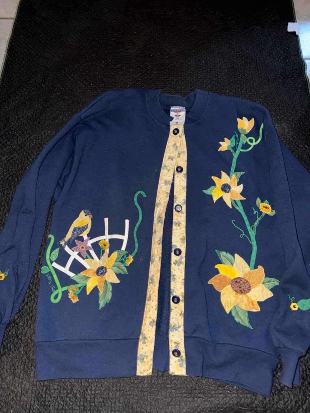 Vintage One of a kind Handmade Jerzees cardigan - artist signature stitched in
